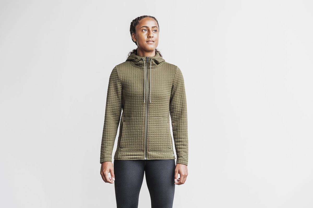 Nobull Quilted Zip-up Women's Jackets Green | Australia (IB0214)